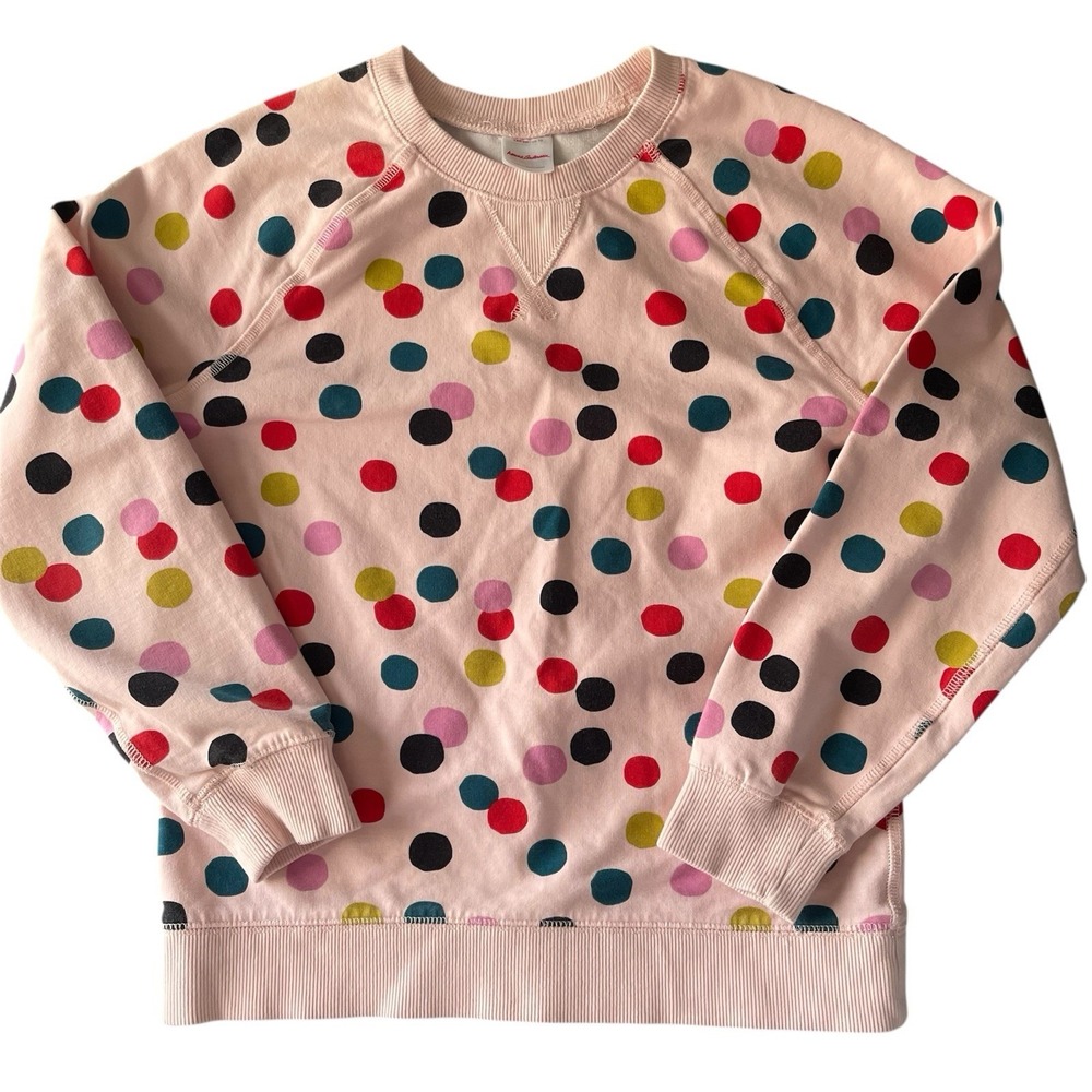 Hanna Andersson Pink Polka Dots Confetti Crewneck Sweatshirt Size 140 - 10‎